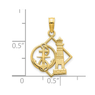 14k Yellow Gold Lighthouse and Anchor Charm