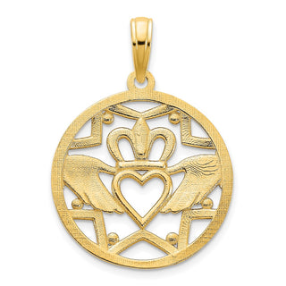 14k Yellow Gold Claddagh Circle Pendant D5236