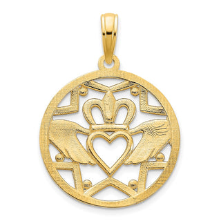 14k Yellow Gold Claddagh Circle Pendant D5236