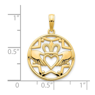 14k Yellow Gold Claddagh Circle Pendant D5236
