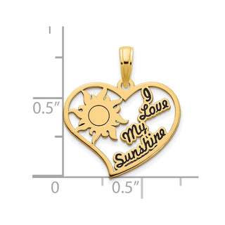 14k Yellow Gold Epoxy I Love My Sunshine Heart Pendant