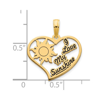 14k Yellow Gold Epoxy I Love My Sunshine Heart Pendant