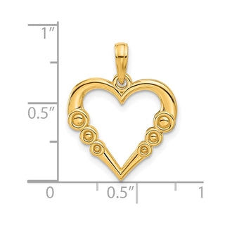14K Yellow Gold Polished Heart with Circles Pendant