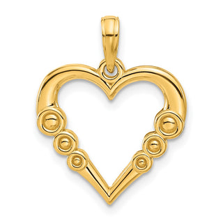 14K Yellow Gold Polished Heart with Circles Pendant