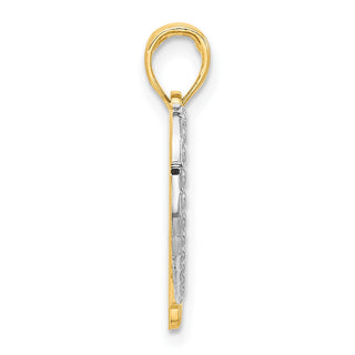 14K Yellow Gold and Rhodium-plating Polished Heart Pendant