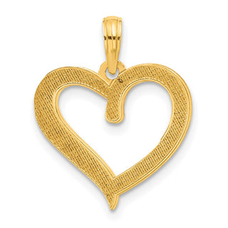 14K Yellow Gold and Rhodium-plating Polished Heart Pendant