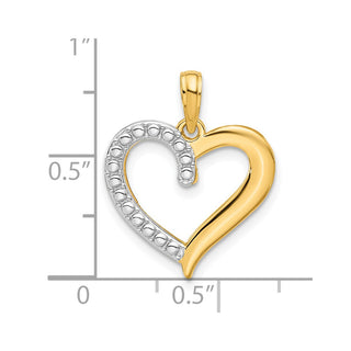 14K Yellow Gold and Rhodium-plating Polished Heart Pendant
