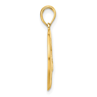 14K Yellow Gold Polished Cut-out Deer Head Circle Pendant