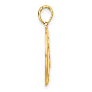 14K Yellow Gold Polished Cut-out Deer Head Circle Pendant
