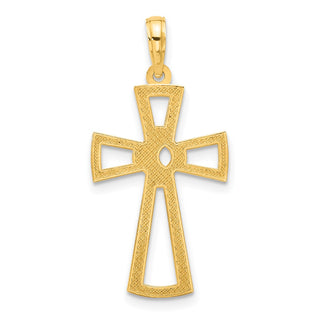 14K Yellow Gold Polished Fancy Cross Pendant D5287
