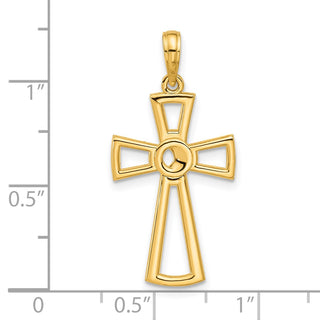 14K Yellow Gold Polished Fancy Cross Pendant D5287