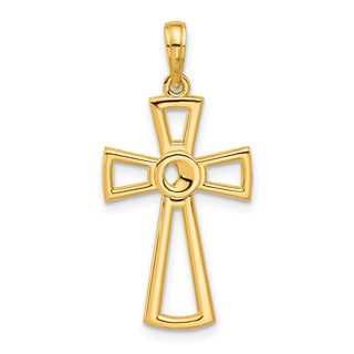 14K Yellow Gold Polished Fancy Cross Pendant D5287