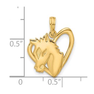 14K Yellow Gold Polished Heart with Horse Pendant