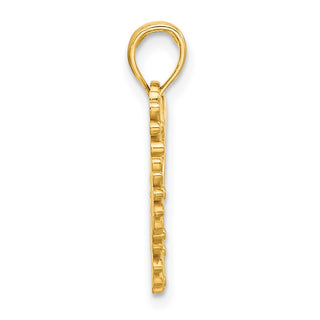 14K Yellow Gold Polished Floral Heart Pendant D5304
