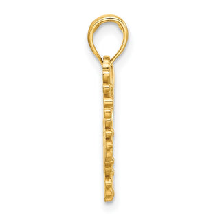 14K Yellow Gold Polished Floral Heart Pendant D5304