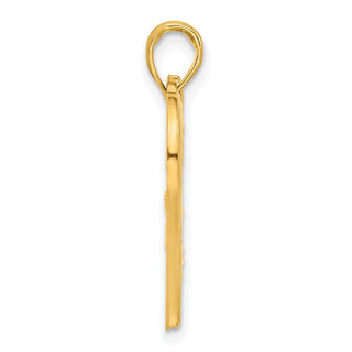 14K Yellow Gold Polished Floral Heart Pendant D5305