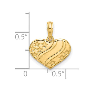 14K Yellow Gold Polished Stars on Heart Pendant