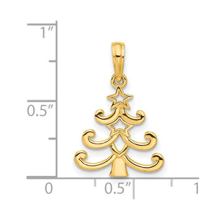 14K Yellow Gold Polished Christmas Tree Pendant D5313