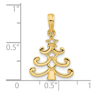 14K Yellow Gold Polished Christmas Tree Pendant D5313