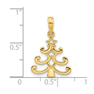 14K Yellow Gold Polished Christmas Tree Pendant D5313