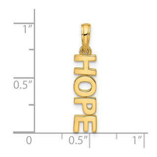 14K Yellow Gold Polished HOPE Pendant