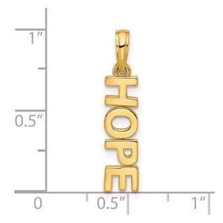 14k Yellow Gold HOPE Pendant - 25.5 x 5.4mm, Polished