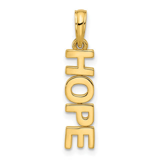 14k Yellow Gold HOPE Pendant - 25.5 x 5.4mm, Polished