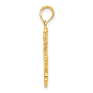 14K Yellow Gold Polished Seahorse with Bubbles Pendant