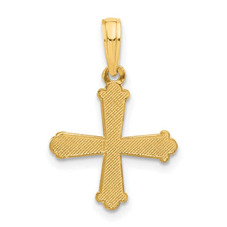 14K Yellow Gold Polished and Texture Cross Pendant