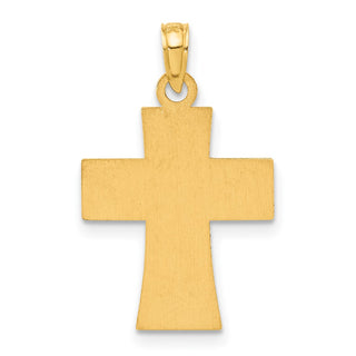14K Yellow Gold Polished and Enameled American Flag Cross Pendant