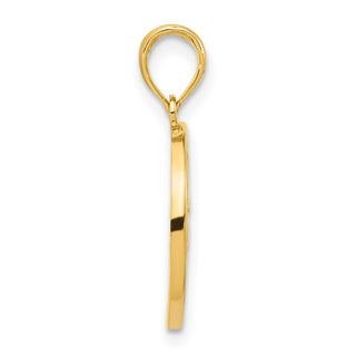 14K Yellow Gold Polished Music Notes in Circle Pendant