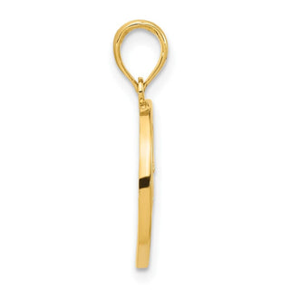 14K Yellow Gold Polished Music Notes in Circle Pendant