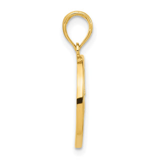 14K Yellow Gold Polished Music Notes in Circle Pendant