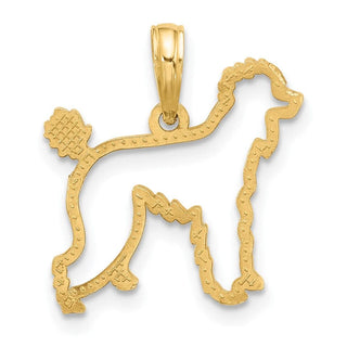 14K Yellow Gold Polished Poodle Dog Outline Charm