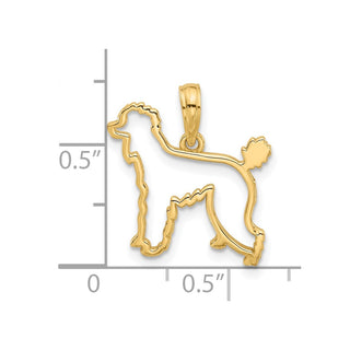 14K Yellow Gold Polished Poodle Dog Outline Charm