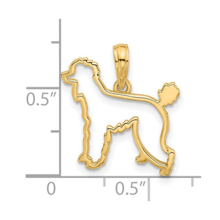 14K Yellow Gold Polished Poodle Dog Outline Charm