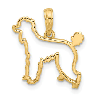 14K Yellow Gold Polished Poodle Dog Outline Charm