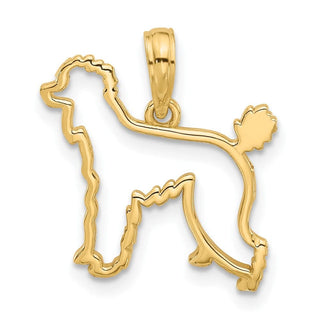 14K Yellow Gold Polished Poodle Dog Outline Charm