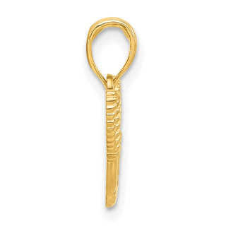 14K Yellow Gold Polished Life Preserver with Rope Pendant