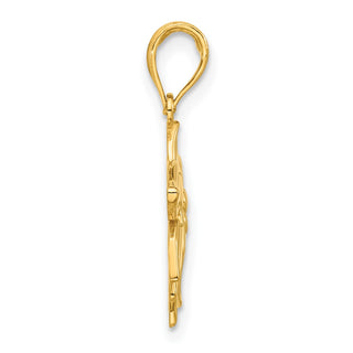 14K Yellow Gold Polished Poinsettia Floral Pendant