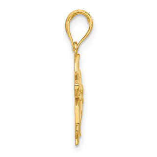 14K Yellow Gold Polished Poinsettia Floral Pendant