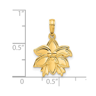 14K Yellow Gold Polished Poinsettia Floral Pendant