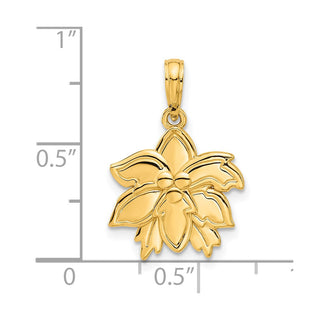 14K Yellow Gold Polished Poinsettia Floral Pendant