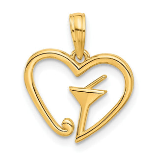 14K Yellow Gold Polished Martini In Heart Pendant