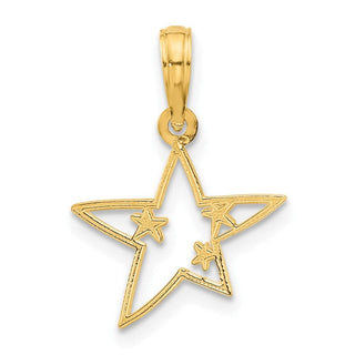 14K Yellow Gold Polished Stars Pendant