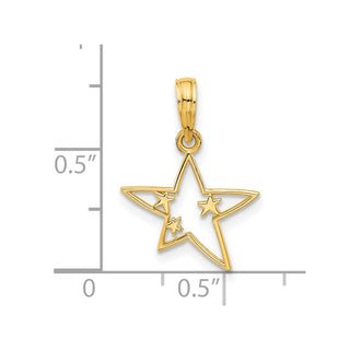 14K Yellow Gold Polished Stars Pendant