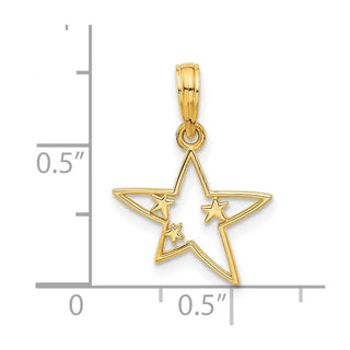 14K Yellow Gold Polished Stars Pendant