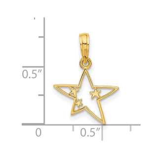 14K Yellow Gold Polished Stars Pendant