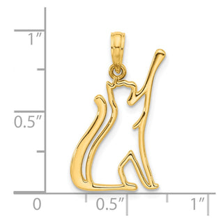 14K Yellow Gold Polished Cat Reaching Pendant
