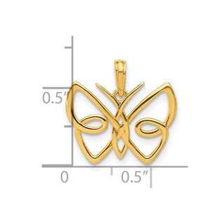 14K Yellow Gold Polished Butterfly Pendant D5387